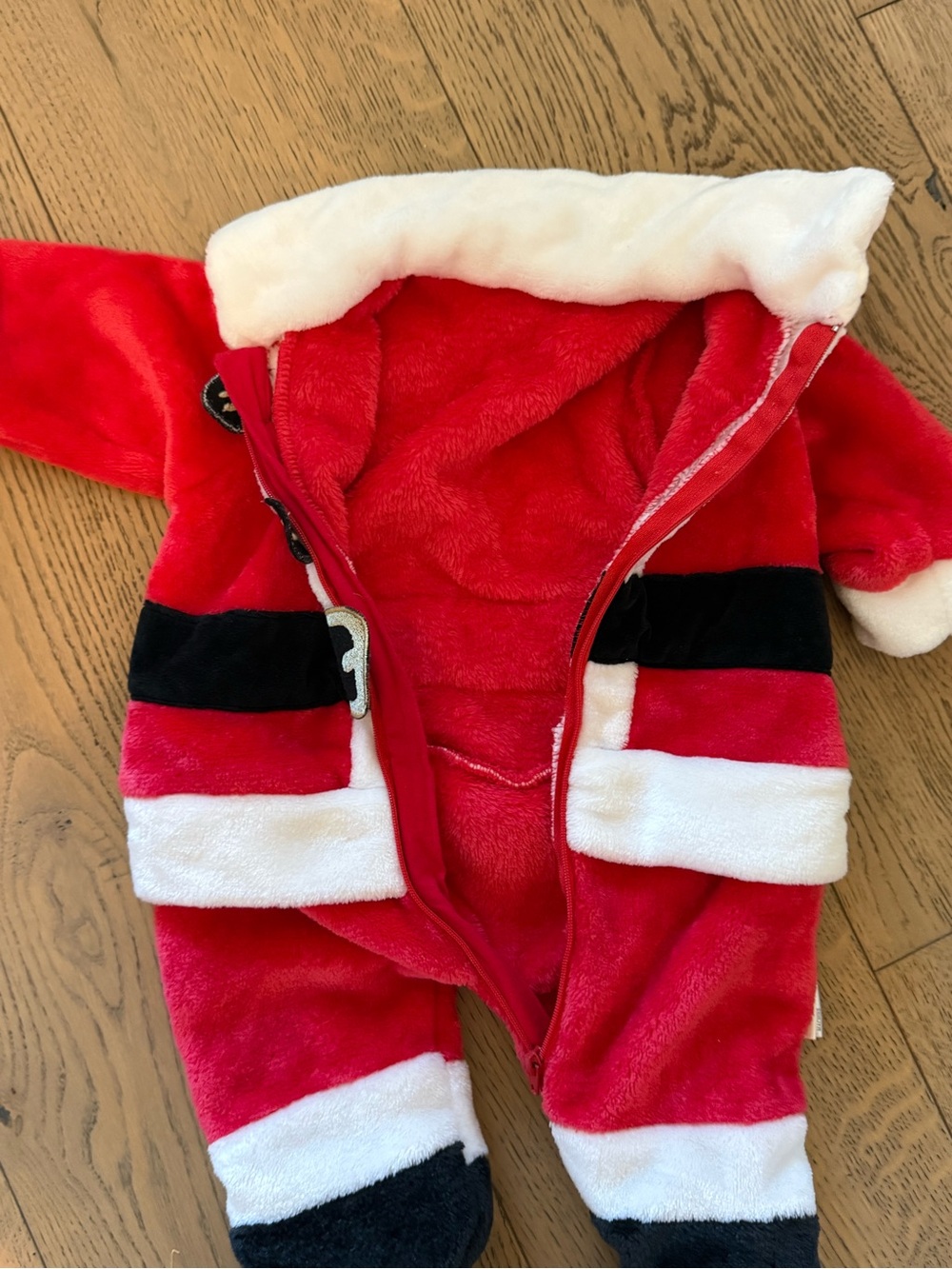 Baby Santa Claus Plush Footed Christmas Costume One Piece - Picture 4 of 8